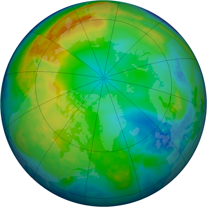 Arctic ozone map for 15 December 2003